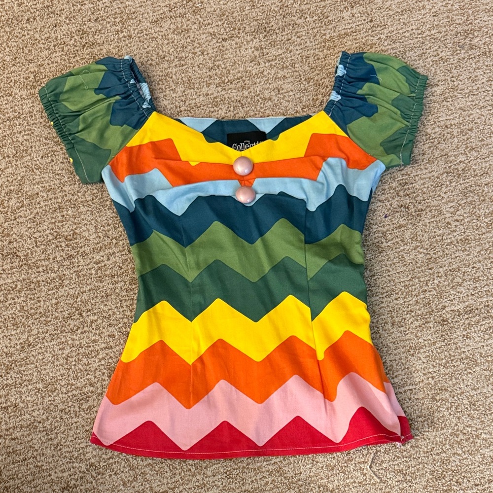 Collectif Multicolor Chevron Blouse